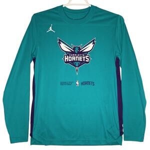 NBA Charlotte Hornets Shirt Mens Small Green Blue Long Sleeve Nike Air Jordan